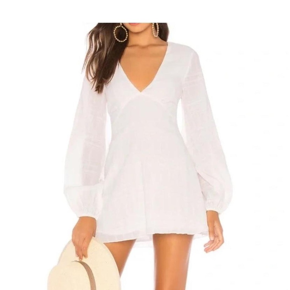 Tularosa White V-Neck Bishop Sleeve Sundress